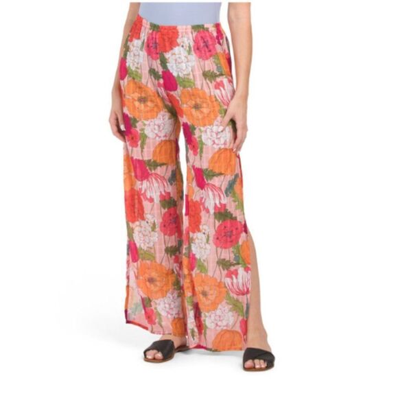 Trina Turk Women's Sunny Bloom Print Swim Slit Cover Up Pants - Picture 1 of 9